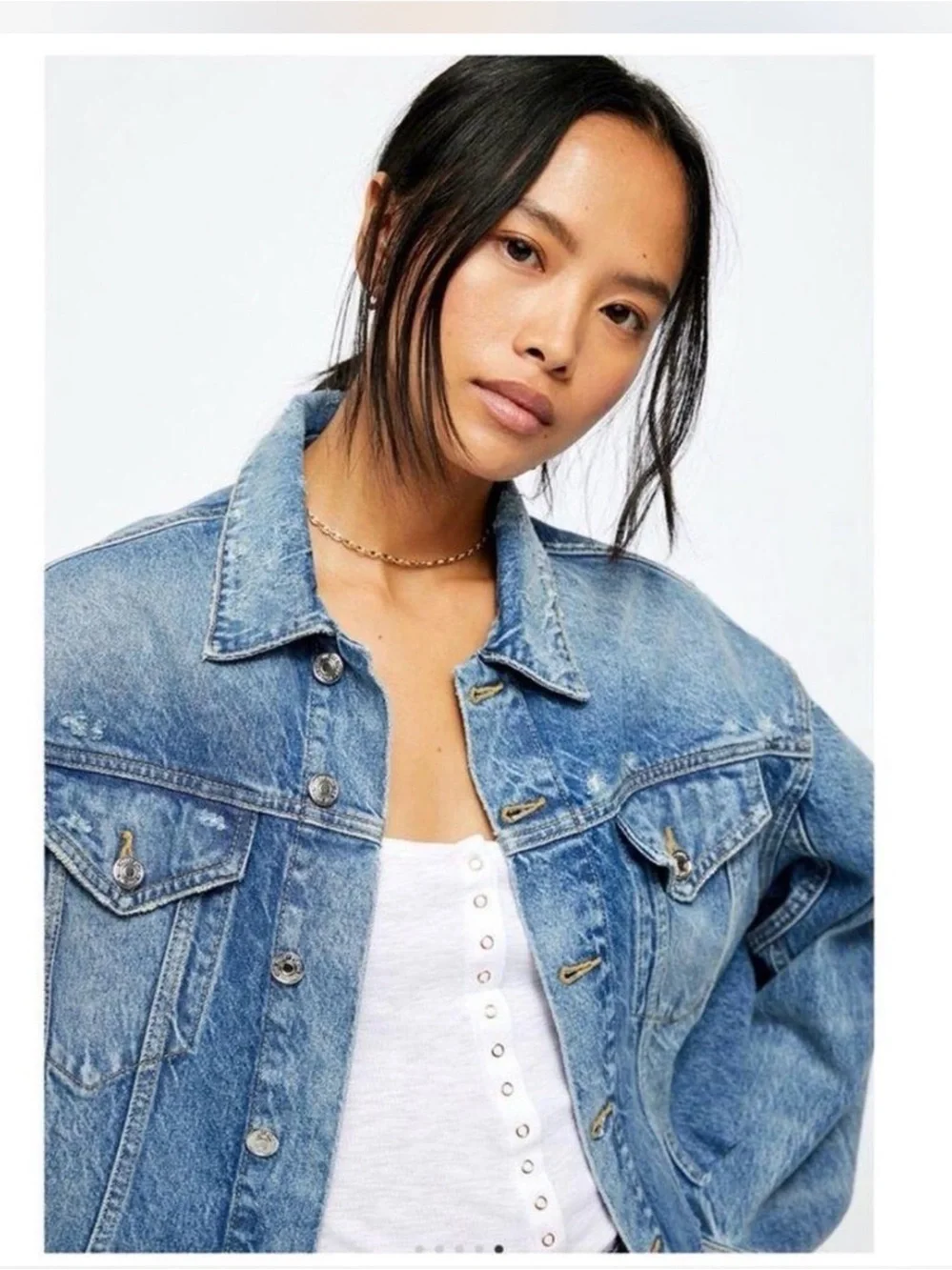 Free People Amelia Slouchy Denim Trucker Jacket XS